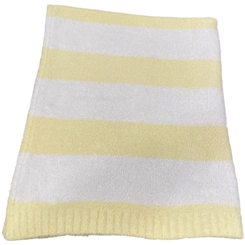 Cloud Island Chenille Stripe Baby Blanket Yellow White Stripe 30x40 in Soft Cozy - Picture 3 of 13